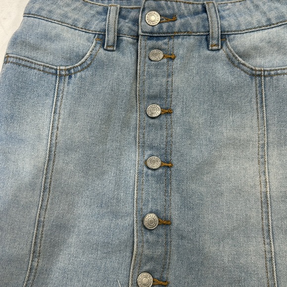 PacSun Button Down Jean Skirt Frayed Raw Hem 24 - Picture 4 of 4